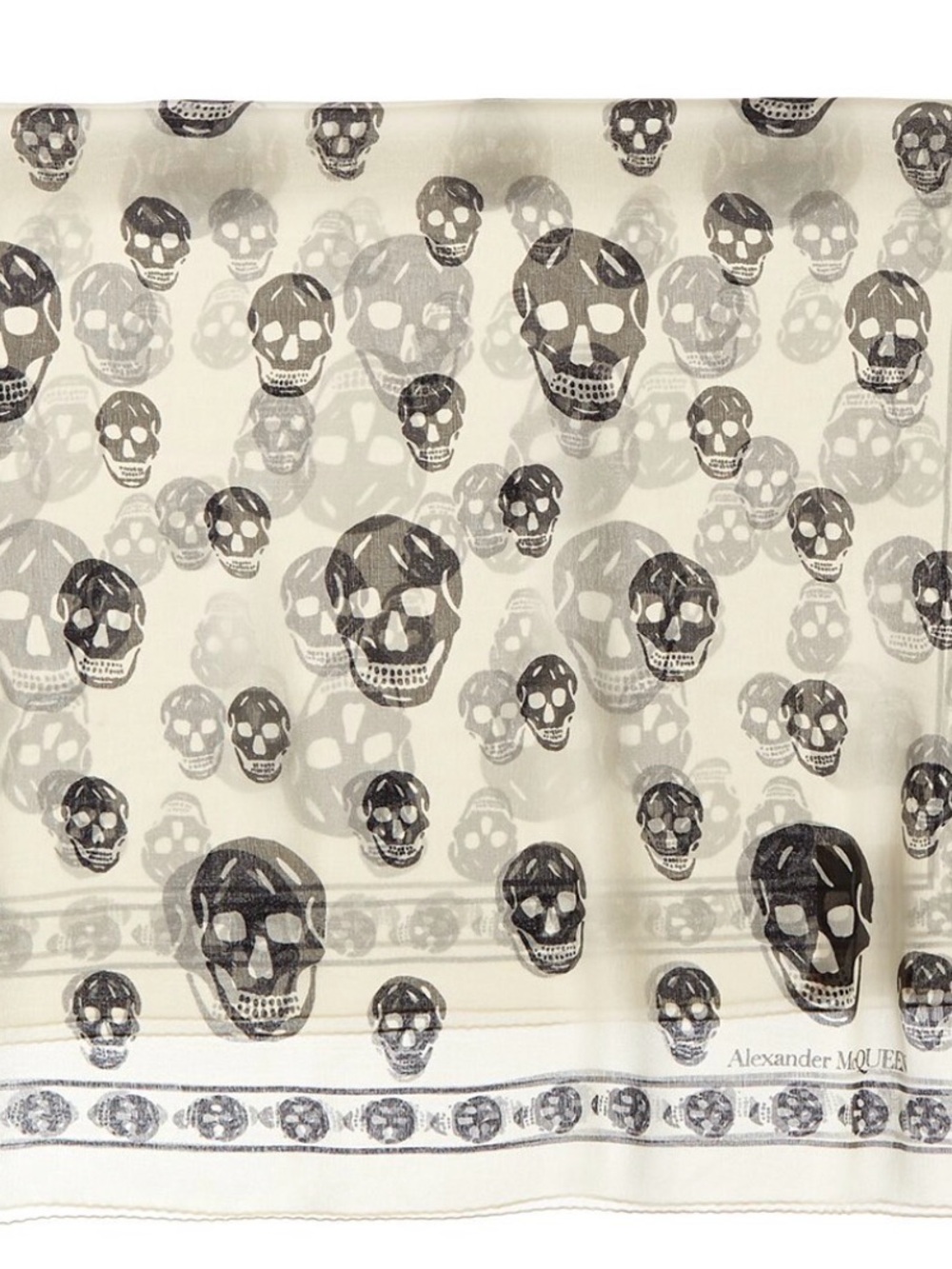 Alexander McQueen Ivory and Black Skull Print Scarf